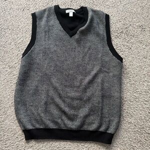 Turnbury Men's Dark Heather Black & White Merino Wool Sweater Vest XL